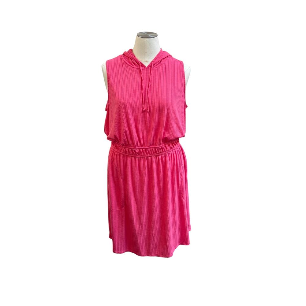 Livi Pink Hooded Sleeveless Dress Plus Size 22/24 3XL Casual Pockets Stretch